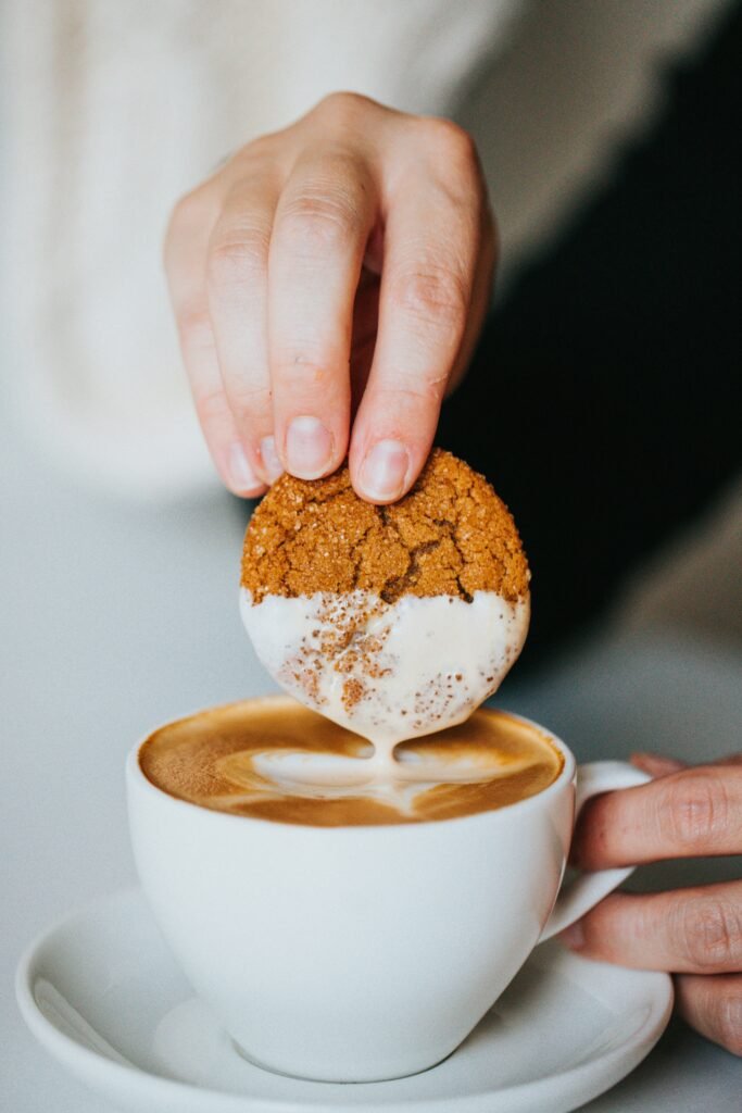 cookie dipped in chai latte